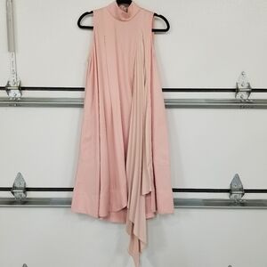 VALERY KOVALSKA Tent  Midi Dress with Mock neck and pleated accents
